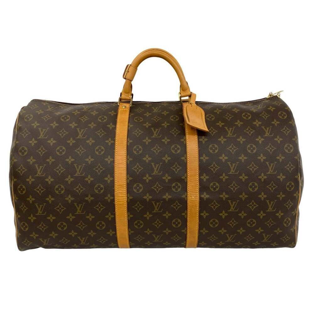 LOUIS VUITTON Vintage Brown Monogram Leather Keepall 60 Boston Bag